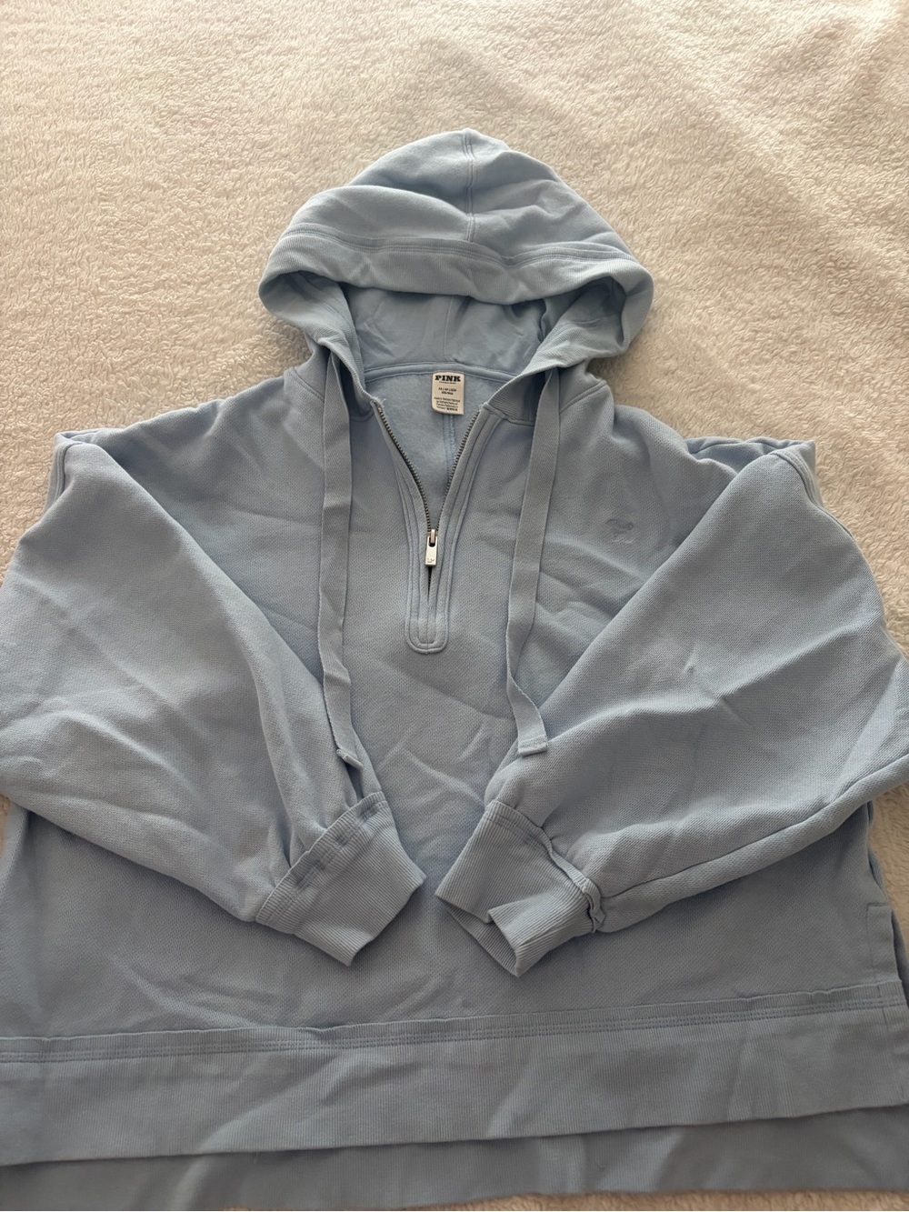 PINK - Light Blue Hooded Half-Zip